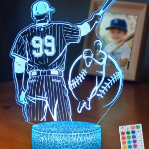 Baseball Gifts, 16 Colors Baseball Night Light - Remote Control, Timer Tpye-C Dimmable Lamp, LED 3D Light Illusion, Glow Room Decor