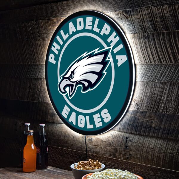 Philadelphia Eagles | Ultra-Thin LED Light Wall Sign Decor | 23 Inch Round | Made in the USA