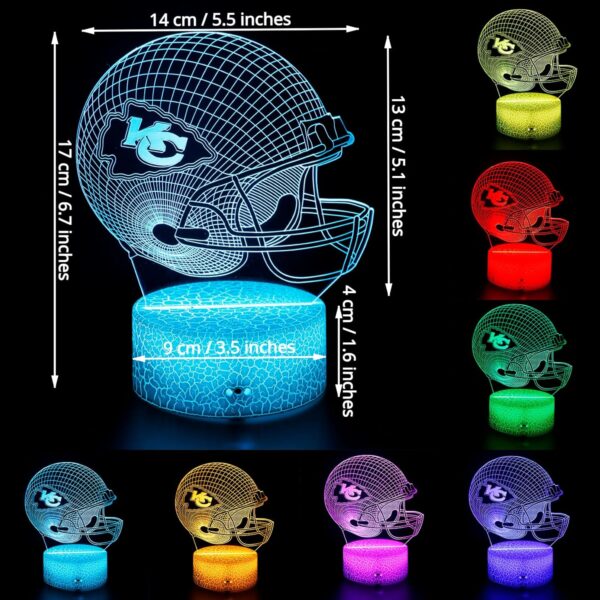 Football Rugby Helmet 3D LED Optical Illusion Acrylic Night Light Suitable for Chiefs KC 7 Colors Change Dimmable USB Powered - Image 2