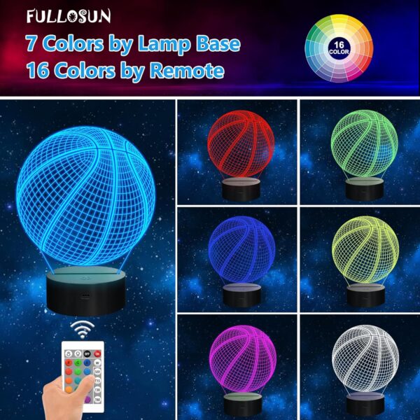 Basketball Gifts 3D Illusion Lamp with Remote Control 16 Colors Changing Sport Fan Room Decoration Boy Kids Room Idea - Image 3