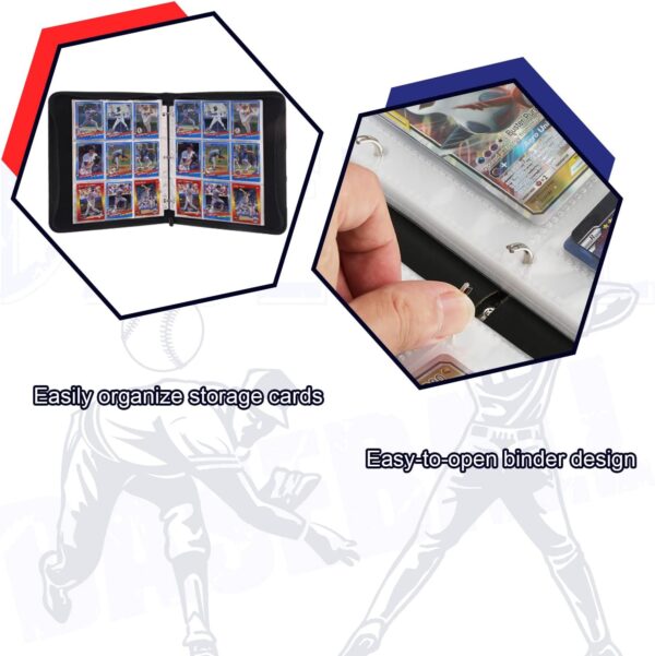 Trading Card Binder with Sleeves, Sports Card Binder Collectible Trading Card Albums with 50 Removable Sleeves - Image 4
